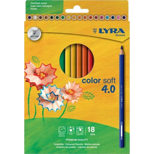 Lyra Színes Ceruza Color Soft 4.0 Extra Puha Élénk Lágy Színek 18 Darabos