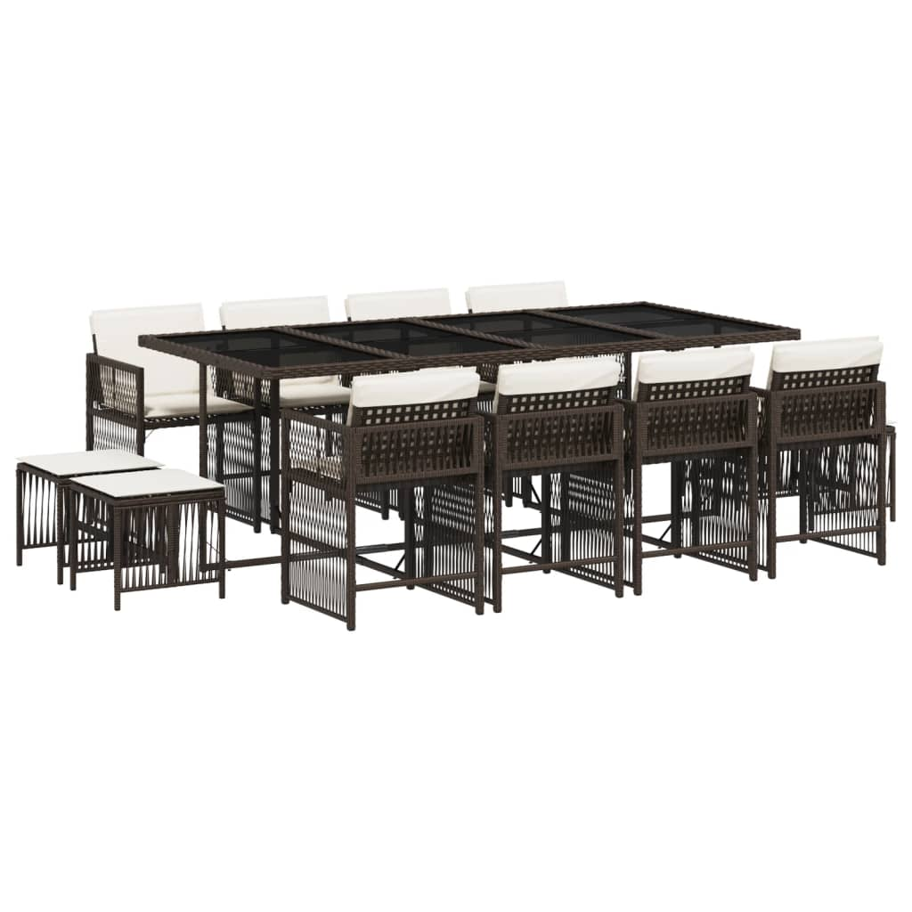 13 részes barna polyrattan kerti ülőgarnitúra párnákkal (3211701)