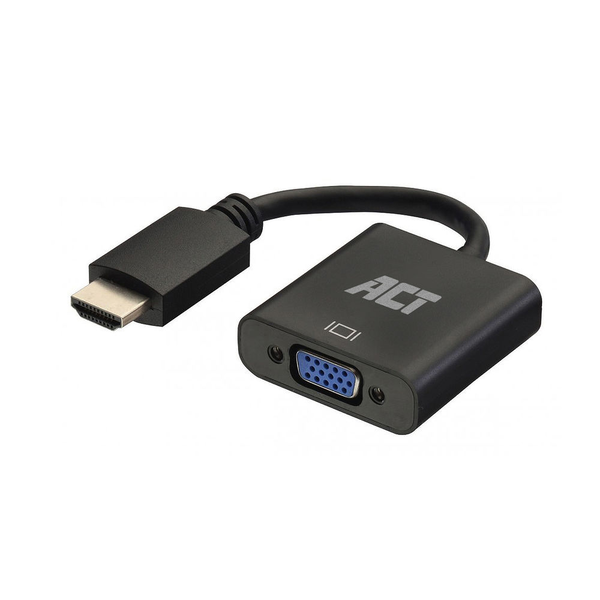 ACT AC7535 videokabel adapter 0,23 m HDMI Type A (Standard) VGA (D-Sub) Sort
