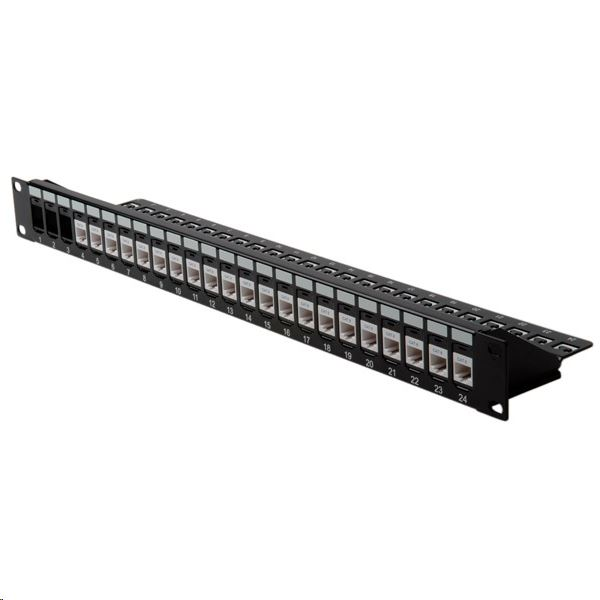 ROLINE Patchpanel pre keystone 19", UTP, 24 portov, neosadený, čierny