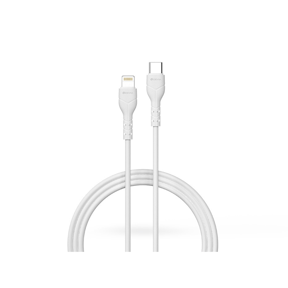 Devia USB Type-C - Lightning adat- és töltőkábel 1 m-es vezetékkel - Devia Kintone Series Type-C to Lightning PD Cable - 27W - fehér - ECO csomagolás (ST394591)
