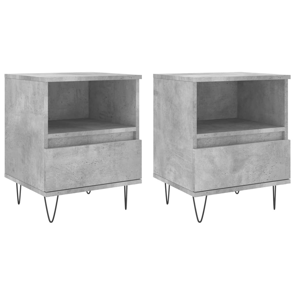 2 db betonszürke szerelt fa éjjeliszekrény 40 x 35 x 50 cm (830629)