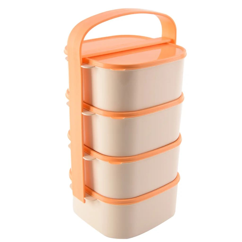 Orion négyszintes ételhordó 4x1,15 liter bézs-narancssárga (120961) (orion120961)