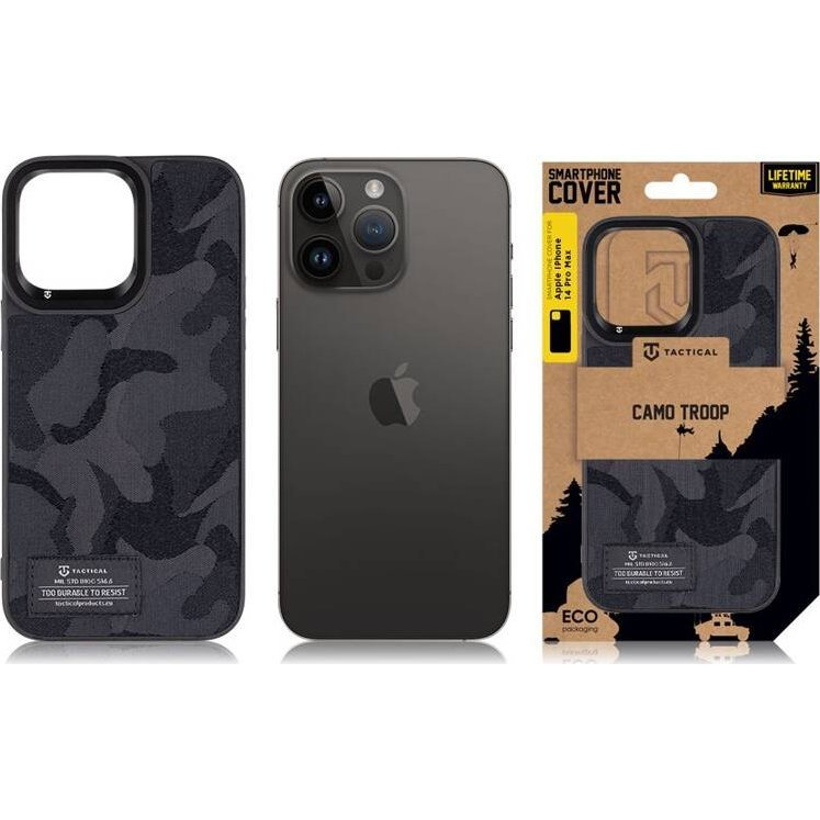 Tactical Camo Troop Apple Iphone 14 Pro Max hátlap tok, fekete (8596311209253)