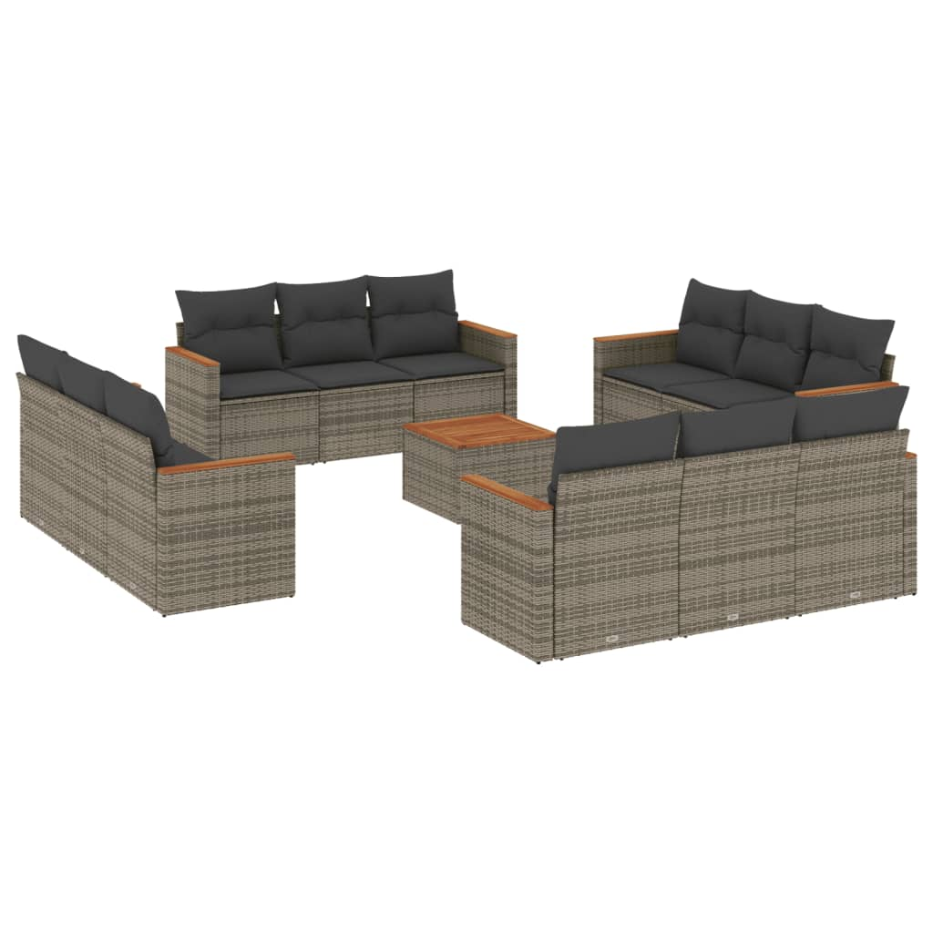 13 részes szürke polyrattan kerti ülőgarnitúra párnákkal (3258245)