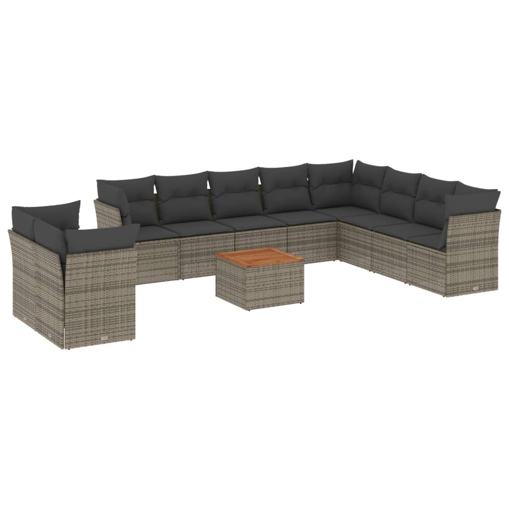 11 részes szürke polyrattan kerti ülőgarnitúra párnákkal (3223722)