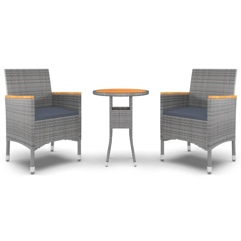 3 részes szürke polyrattan kerti étkezőgarnitúra (3058465)