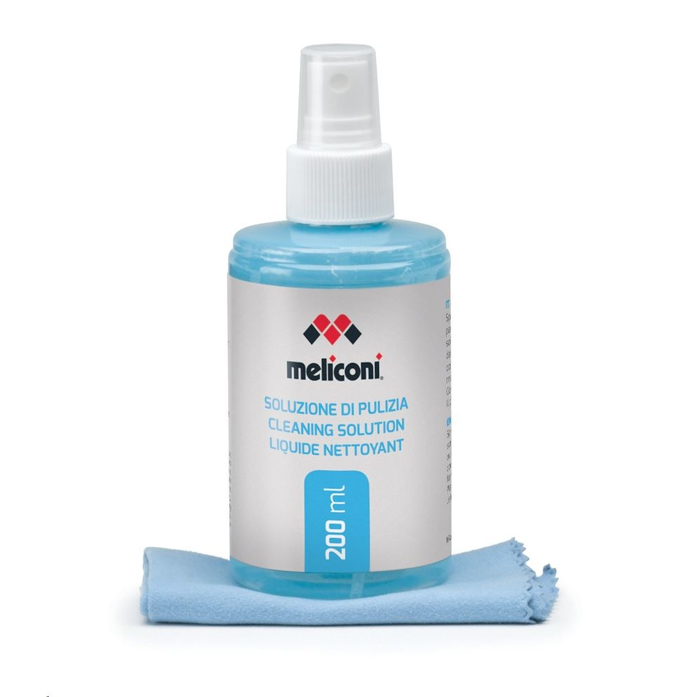 Meliconi C 200 képernyő tisztító folyadék 200ml + mikroszálas törlőkendő (621001) (Meliconi 621001)
