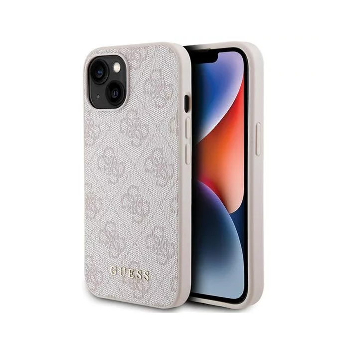 Guess 4G Metal Gold Logo Apple iPhone 15 Plus Tok - Rózsaszín (GUHCP15MG4GFPI)