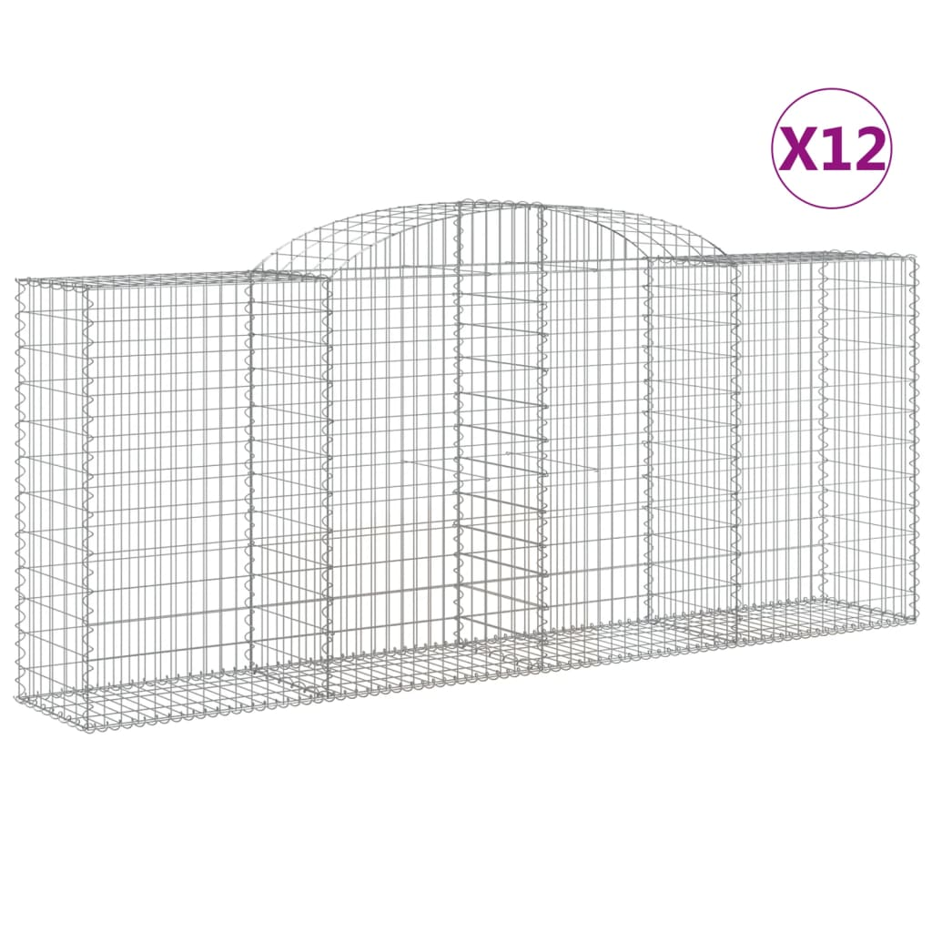 12 db íves horganyzott vas gabion kosár 300x50x120/140 cm (3146729)