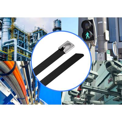 TRU COMPONENTS TC-12656624 Acél kábelkötegelők 360 mm 7.9 mm AISI 316 Bevonattal 100 db (TC-12656624)