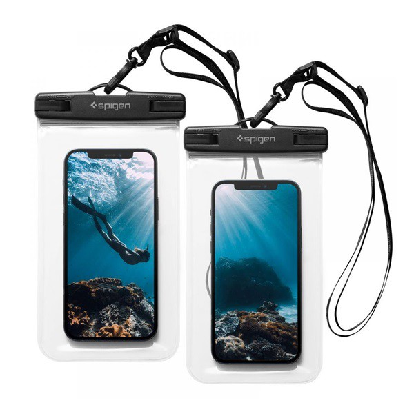 SPIGEN A601 vízhatlan / vízálló tok, AQUA 2db (univerzális, IPX8, nyakba akasztható, 6.8" méret) ÁTLÁTSZÓ [Sony Xperia 10 IV (XQ-CC72)]