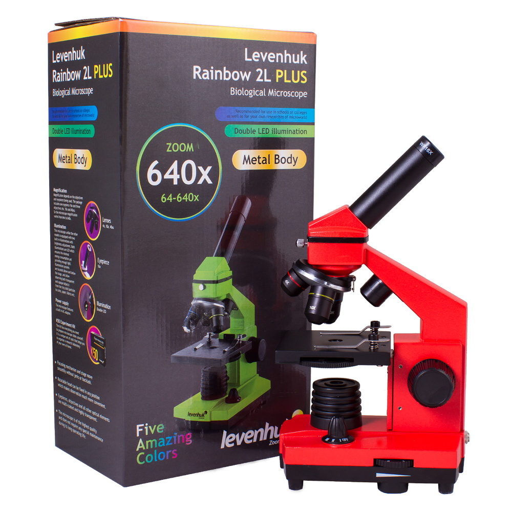 Levenhuk Rainbow 2L PLUS Biológiai mikroszkóp iskolai és egyetemi hallgatóknak - Orange (Narancs) (70234)