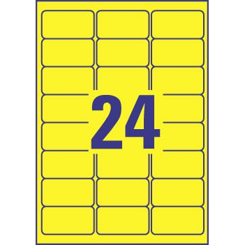 Avery L6035-20 Etikett - 63,5x33,9 mm, Univerzális, 480 címke/doboz, 20 ív/doboz, Sárga (L6035-20)