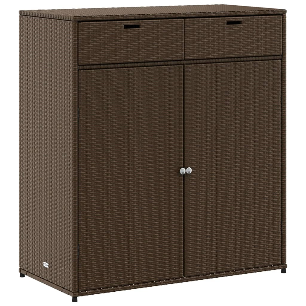 barna polyrattan kerti tárolószekrény 105 x 55 x 113 cm (365564)