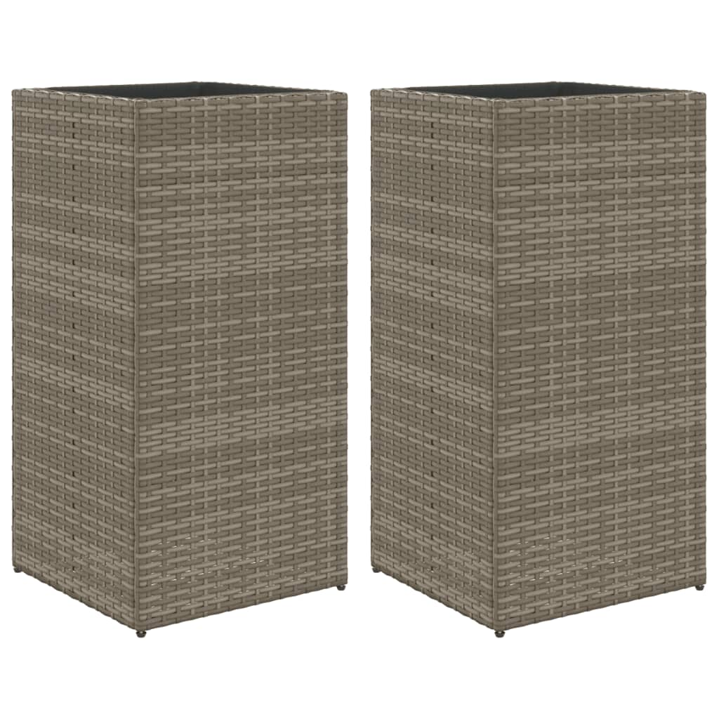 2 db szürke polyrattan kerti ültetőláda 40x40x80 cm (3210521)