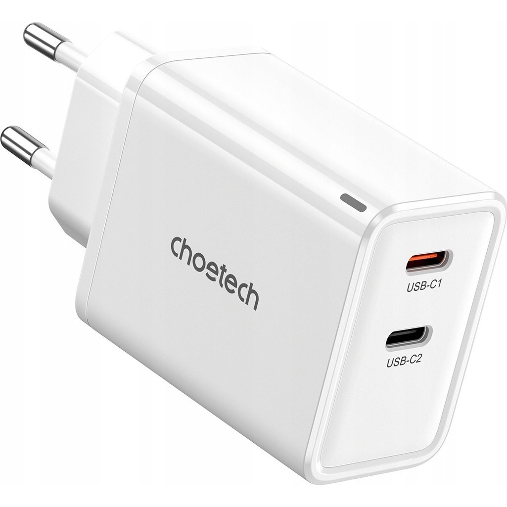 Wall charger Choetech PD6013, GaN, 2x USB-C, PD65W (white) (6932112104380)