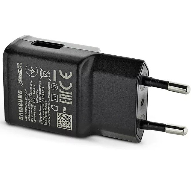 Hálózati töltő adapter, 5V / 2000mA, USB aljzat, gyorstöltés, Samsung, fekete, gyári (RS90915)