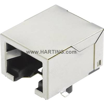 RJ45 hüvely közvetlen készülékbe szereléshez, hajlított Pólusszám: 8 Han® 3 A RJ45 Hybrid ezüst Harting (09455511110)