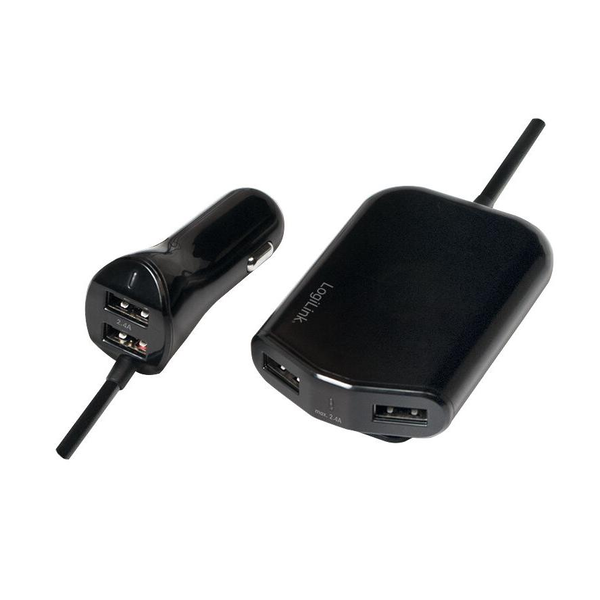 LogiLink USB autós töltő első és hátsó üléshez, 2x2 USB port, 2x 1 (PA0149)