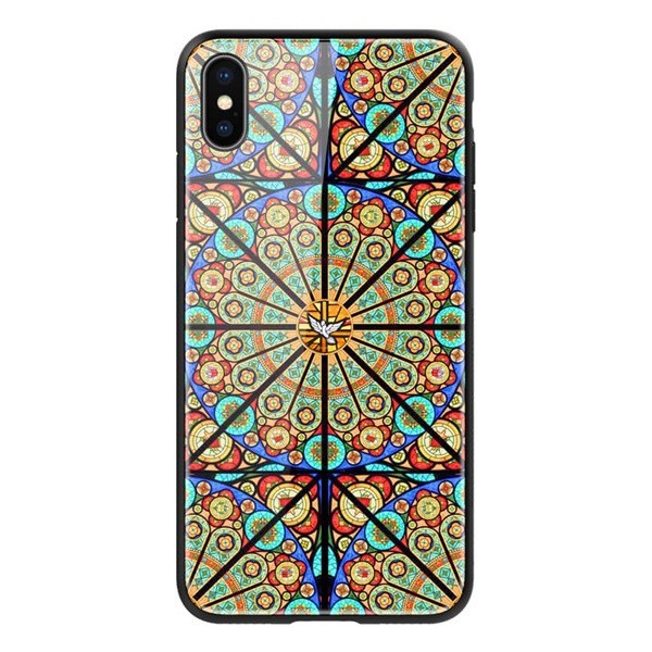 NILLKIN BRILLIANCE telefonvédő szilikon keret (BUMPER, közepesen ütésálló, edzett üveg hátlap, mandala minta) SZÍNES [Apple iPhone XS Max 6.5] (5996457799671)