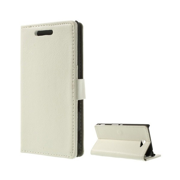 Tok álló, bőr hatású (FLIP, oldalra nyíló, asztali tartó funkció, prémium) FEHÉR [Sony Xperia M2 (D2303)] (5996457445882)