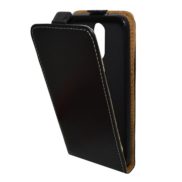 Tok álló, bőr hatású (FLIP, lefelé nyíló, szilikon tartó) FEKETE [LG K10 (2017) M250n]