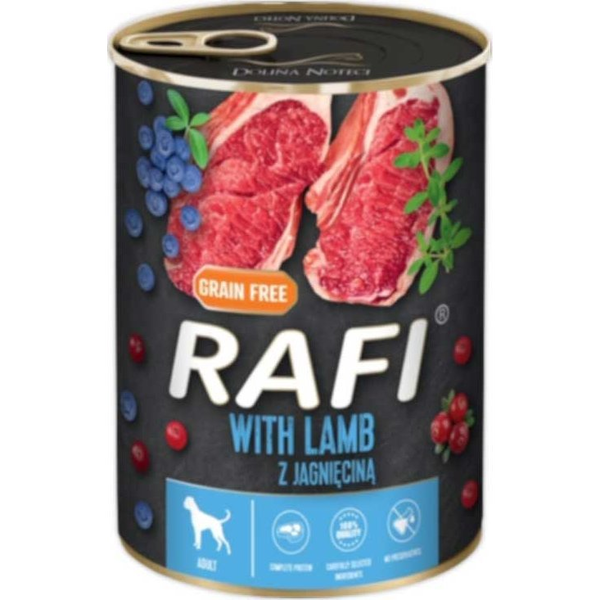 RafiPakiet Karma Dla Psa Rafi z Jagnięciną, Borówką i Żurawiną 800 G