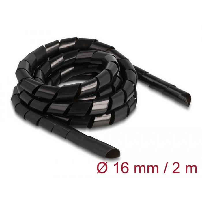 Delock spirál flexibilis kábelburkolat 2m x 16mm fekete (19024) (delock19024)