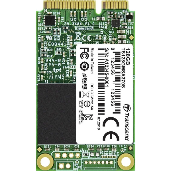 Transcend TS128GMSA370S 370S SSD, 128GB, mSATA, SATA3,MLC, DRAM, 530/200 MB/s, 70K/50K IOPS