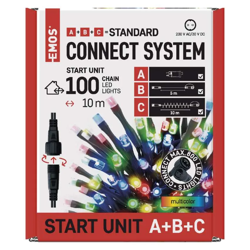 Emos D1AM01 LED Kül-/beltéri fényfüzér 10m - Színes (D1AM01)