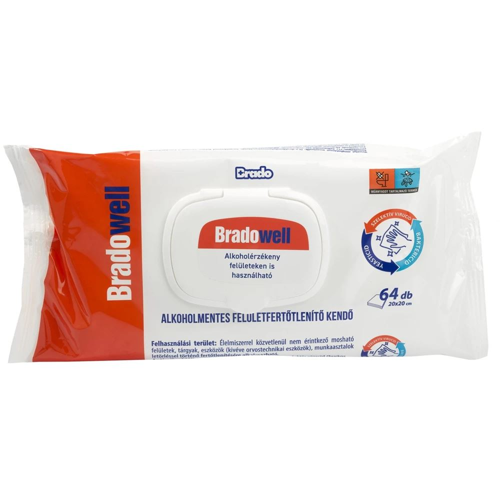 Brado Well nedves törlőkendő fertőtlenítő hatással 64db (5997001771884) (5997001771884)