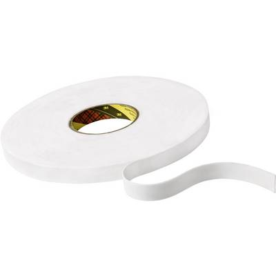 Kétoldalas ragasztószalag puha habosított szivaccsal (H x Sz) 66 m x 12 mm, fehér 9508W 3M, tartalom: 1 tekercs (KT777306269)
