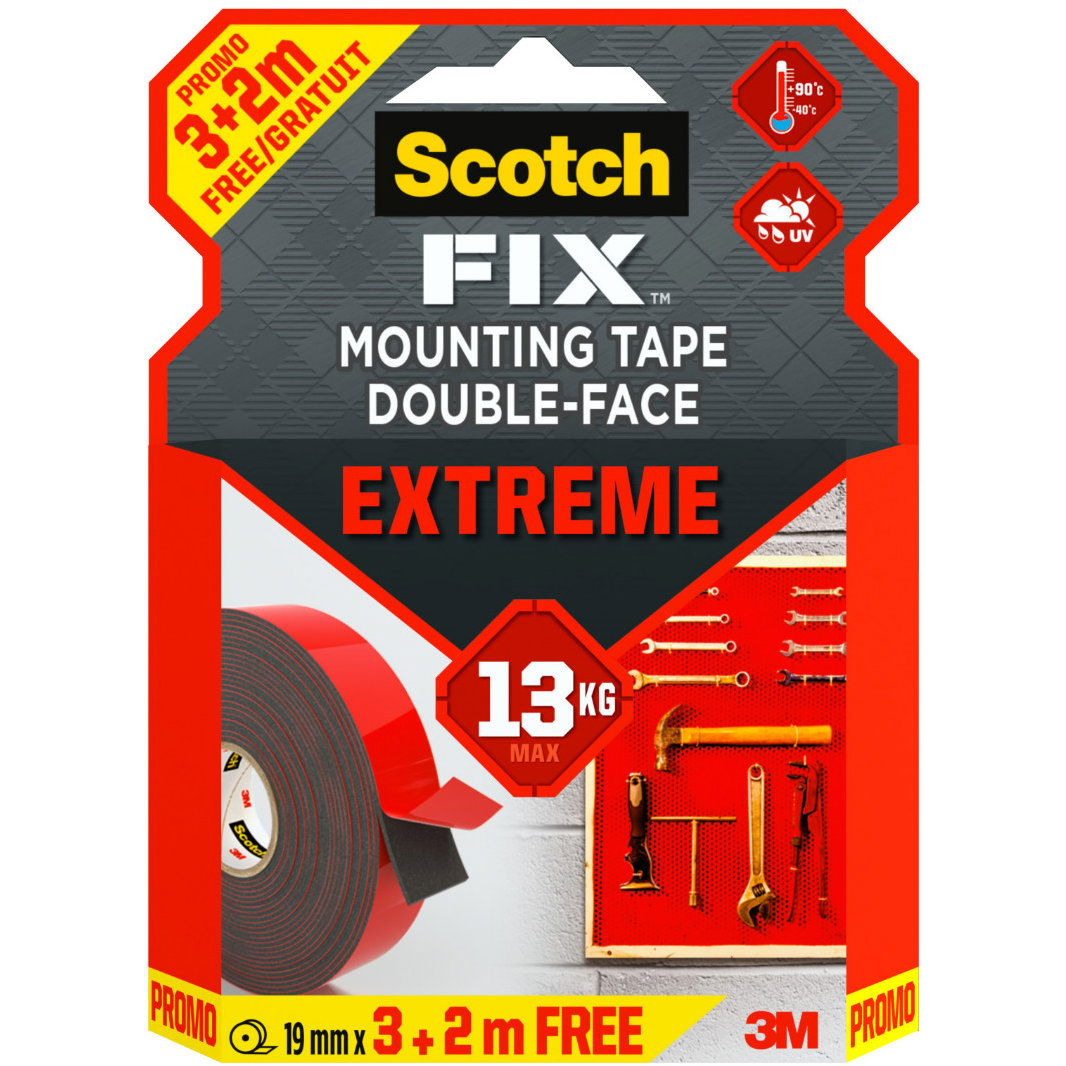 3M Scotch-FIX™ Szupererős kétoldalas rögzítőszalag PT1100-193+20, 19 mm × 3 + 2 m (7100272808)