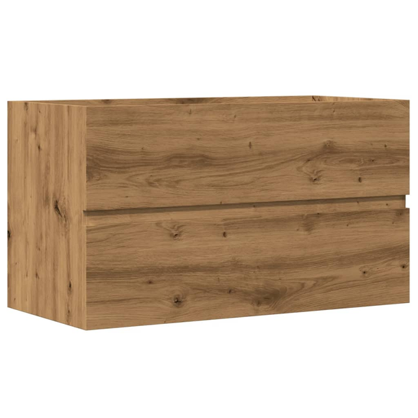 kézműves tölgy színű szerelt fa mosdószekrény 90 x 38,5 x 45 cm