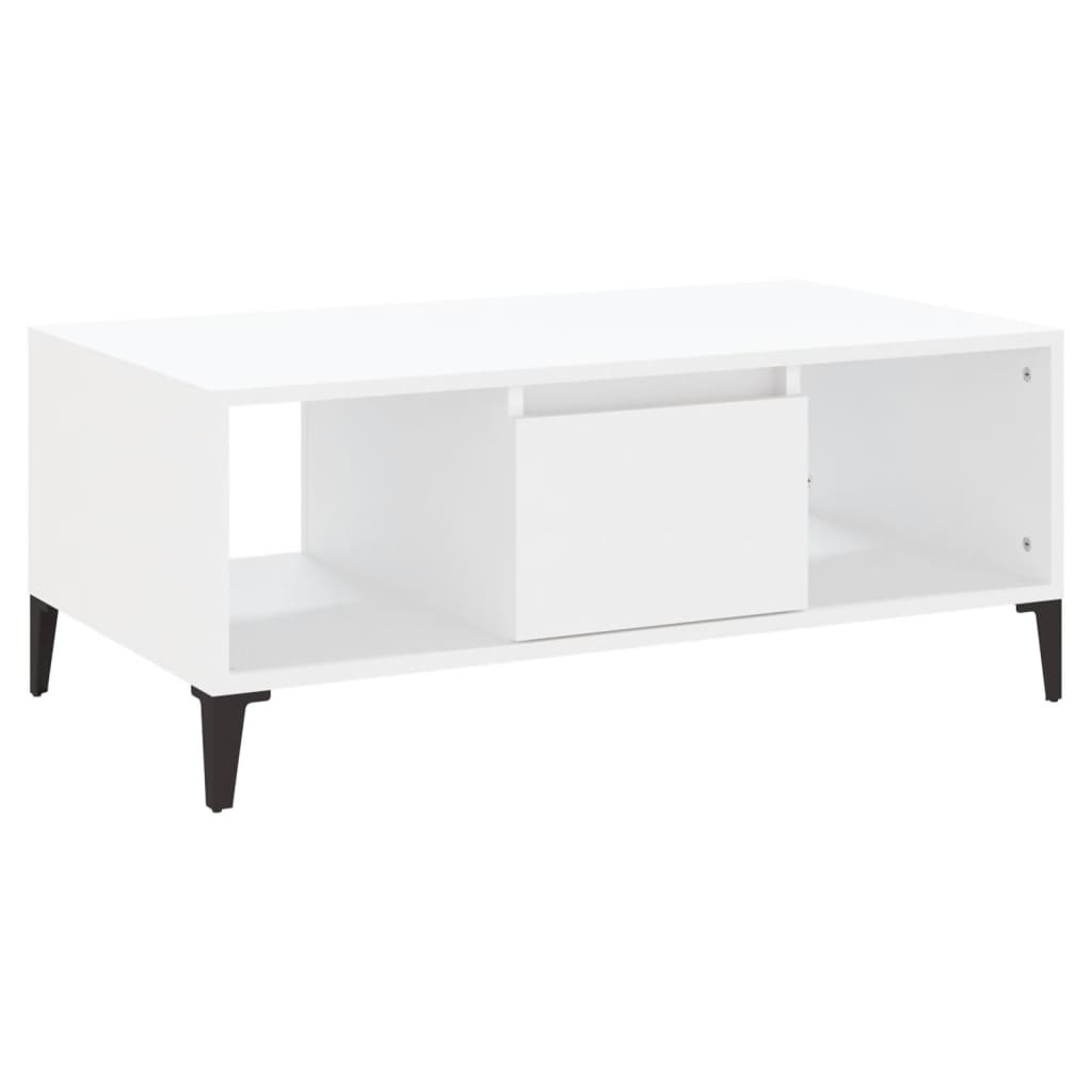 fehér szerelt fa dohányzóasztal 90 x 50 x 36,5 cm (821068)