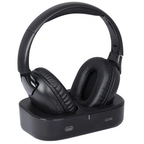 Trevi FRS 1490 RW Hovedtelefoner Trådløs Headset Opkald/Musik/TV USB Type-C Opladningsstativ Sort