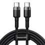 USB Type-C кабел за зареждане и данни, USB Type-C, 200 cm, 5000 mA, със защита против счупване, бързо зареждане, PD, шарка за връзки, Baseus Cafule CATKLF-ALG1, черен/сив (RS92256)