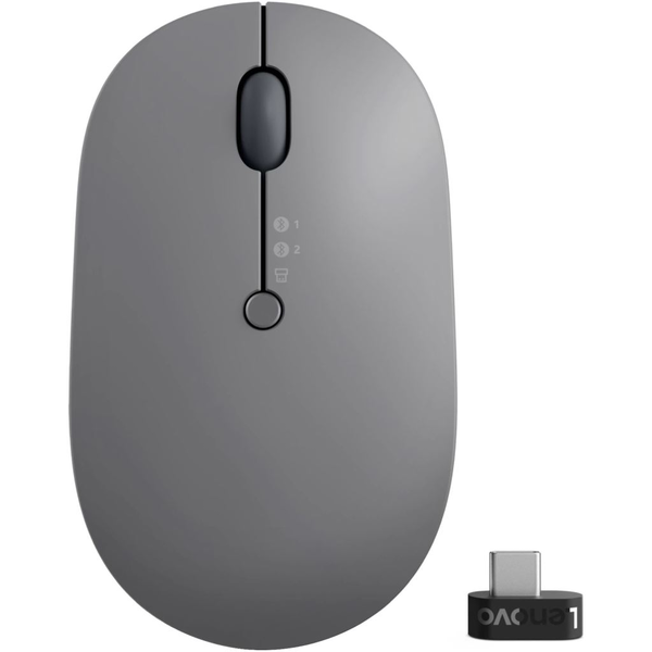 Lenovo Go Mouse wireless pentru mai multe dispozitive, ambidextru, 2400 DPI, gri
