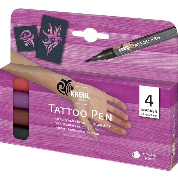 KREUL &quot;Tattoo Pen Set&quot; Tetováló filctoll készlet, 4 db