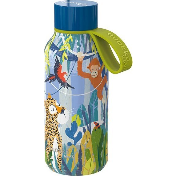  Quokka Quokka Solid Kids with strap - Butelka termiczna ze stali nierdzewnej 330 ml z paskiem (Jungle)