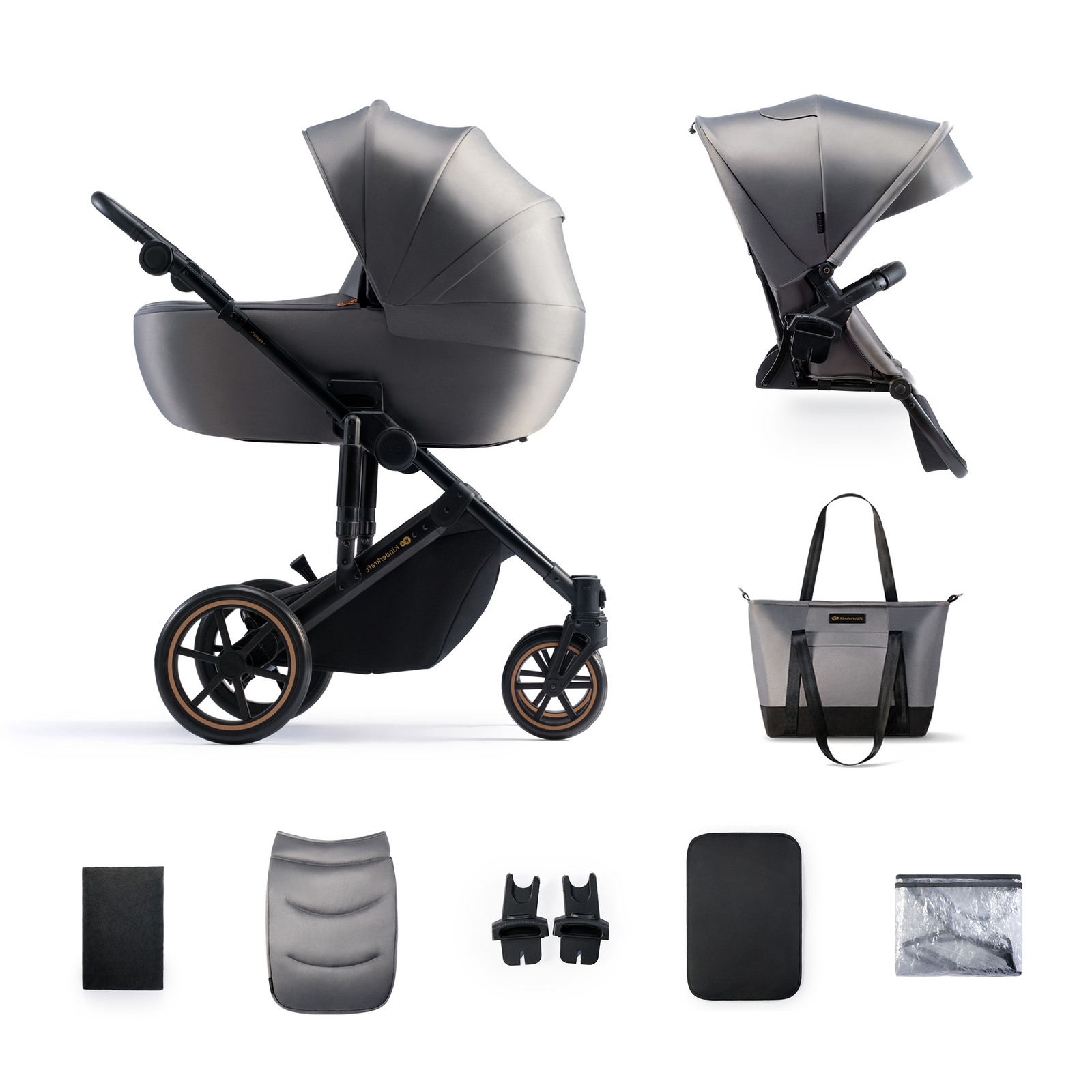 KINDERKRAFT Babakocsi kombinált 2 az 1-ben Prime 2 Grey (KSPRIM02GRY2000)