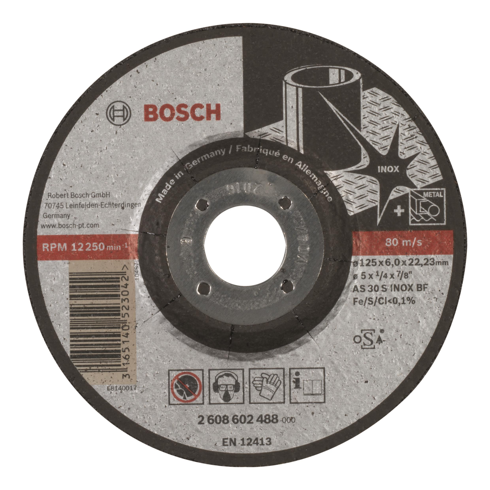BOSCH 2608602488 Expert for Inox AS 30 S INOX BF profilozott nagyolótárcsa 125 mm, 6,0 mm (2.608.602.488)
