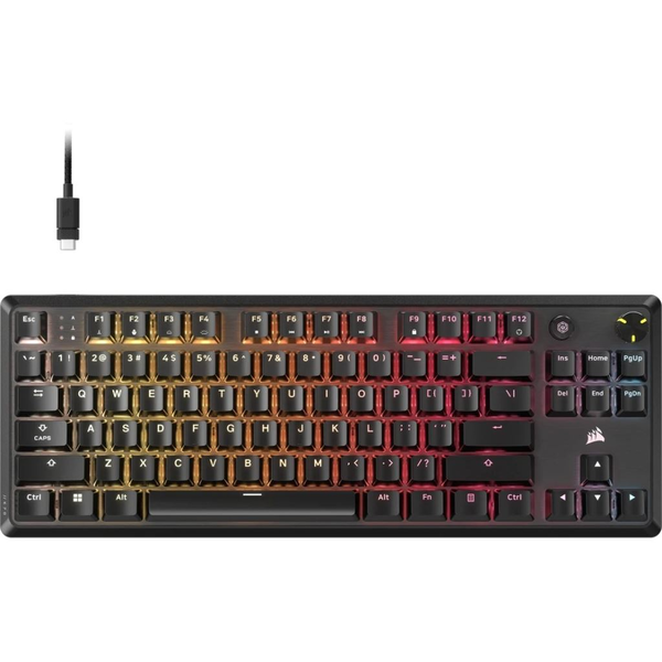 Клавиатура Gaming Corsair K70 Core TKL, Механична, MLX Red v2 линейни превключватели, Шумозаглушаване, RGB