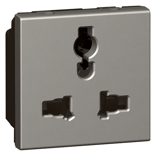 Legrand 572623 Arteor Multistandard socket 2P+E unswitched, shuttered, 2 modules, magnesium (572623)
