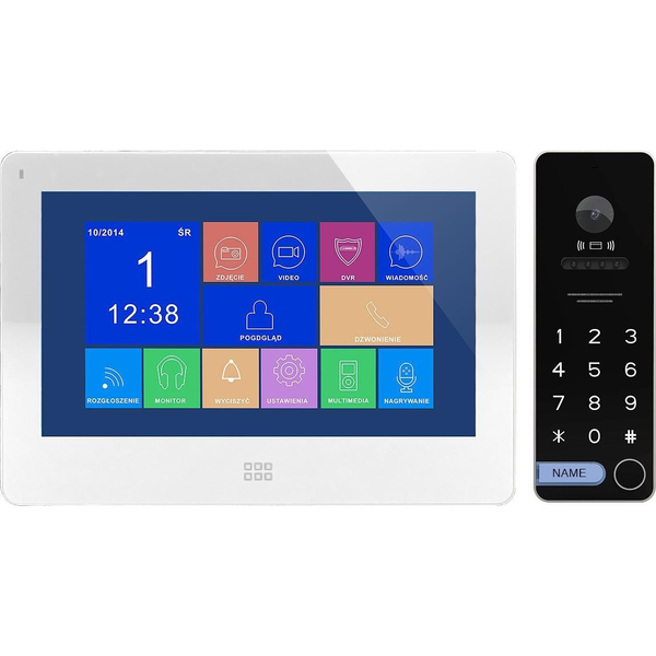 Orno Zestaw wideodomofonowy, bezsłuchawkowy kolor, LCD 7", dotykowy, menu OSD, pamięć, gniazdo na kartę SD, DVR, sterowanie bramą, z szyfratorem i RFID, biały, TAURI MEMO