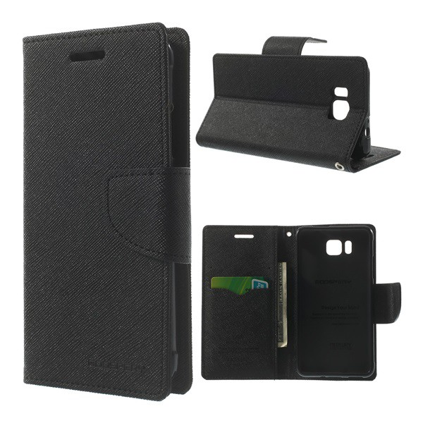 MERCURY Fancy Diary tok álló, bőr hatású (FLIP, oldalra nyíló, bankkártya tartó, asztali tartó funkció) FEKETE [Samsung Galaxy Alpha (SM-G850)] (5996457484584)