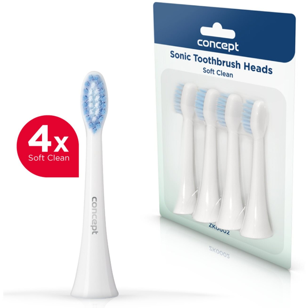 Комплект резерви за електрическа четка за зъби Concept ZK002 Soft Clean, Звукова, 4 накрайника, За моделите ZK4000/10/30/40