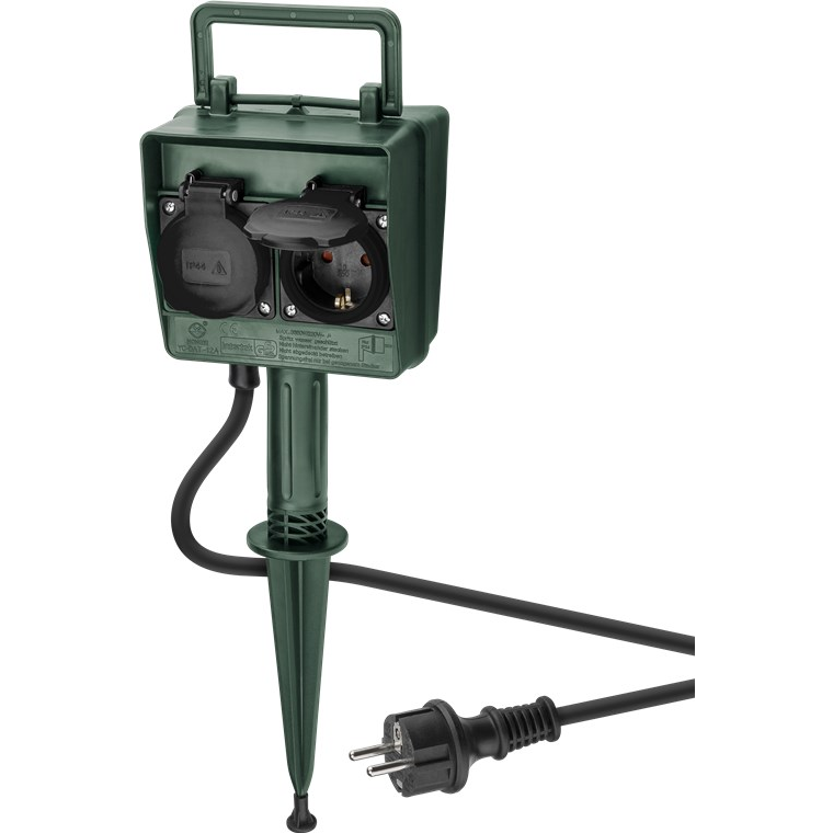 Goobay 55943 250V Kerti elosztó 4 aljzatos 2m - Fekete/Zöld (55943)