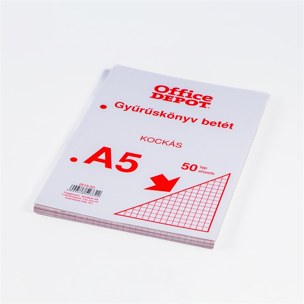 Office Depot A5 50 lapos kockás gyűrűskönyv betét (2515-52)